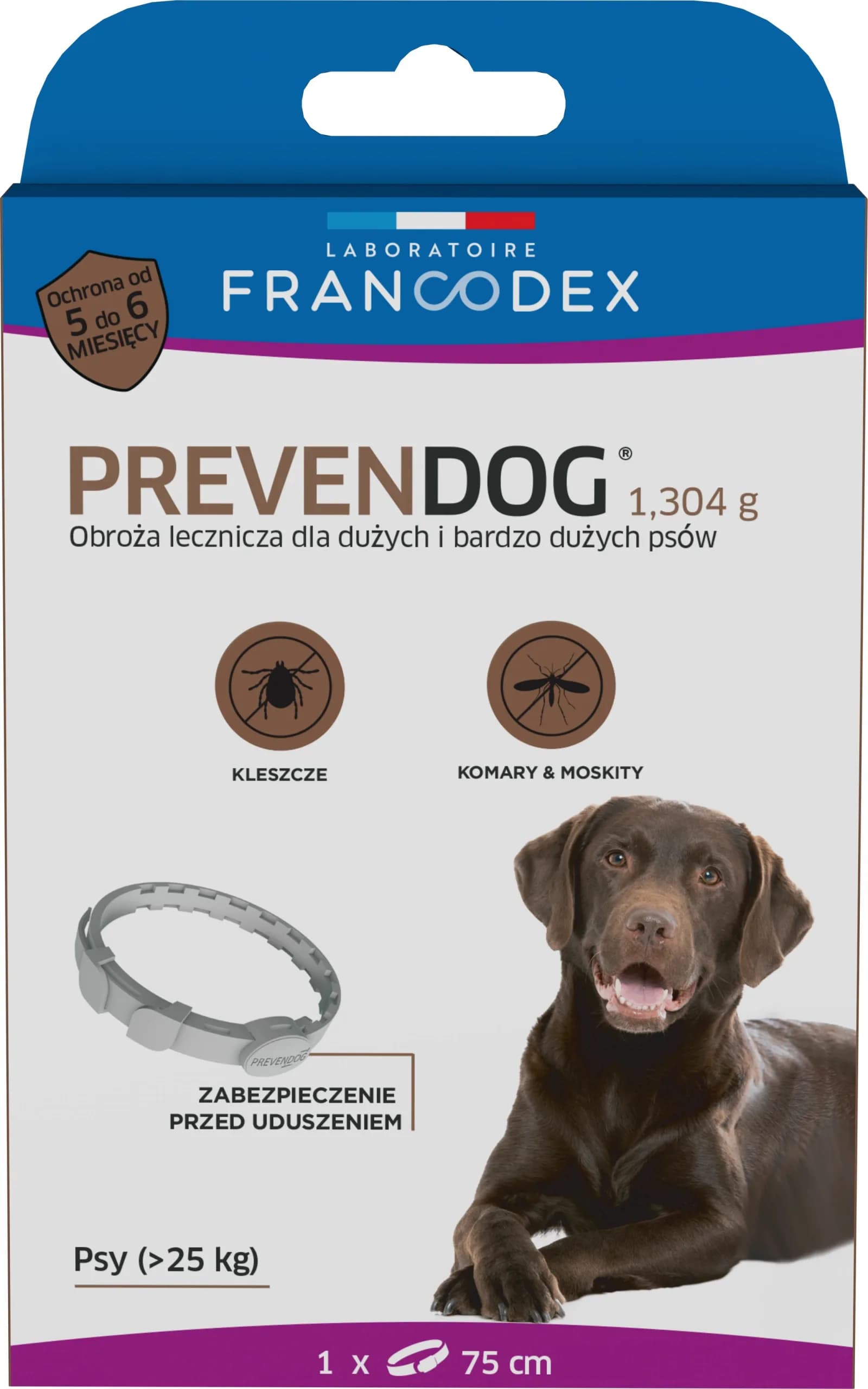 Francodex PrevenDog obroża lecznicza przeciw kleszczom dla psów – S