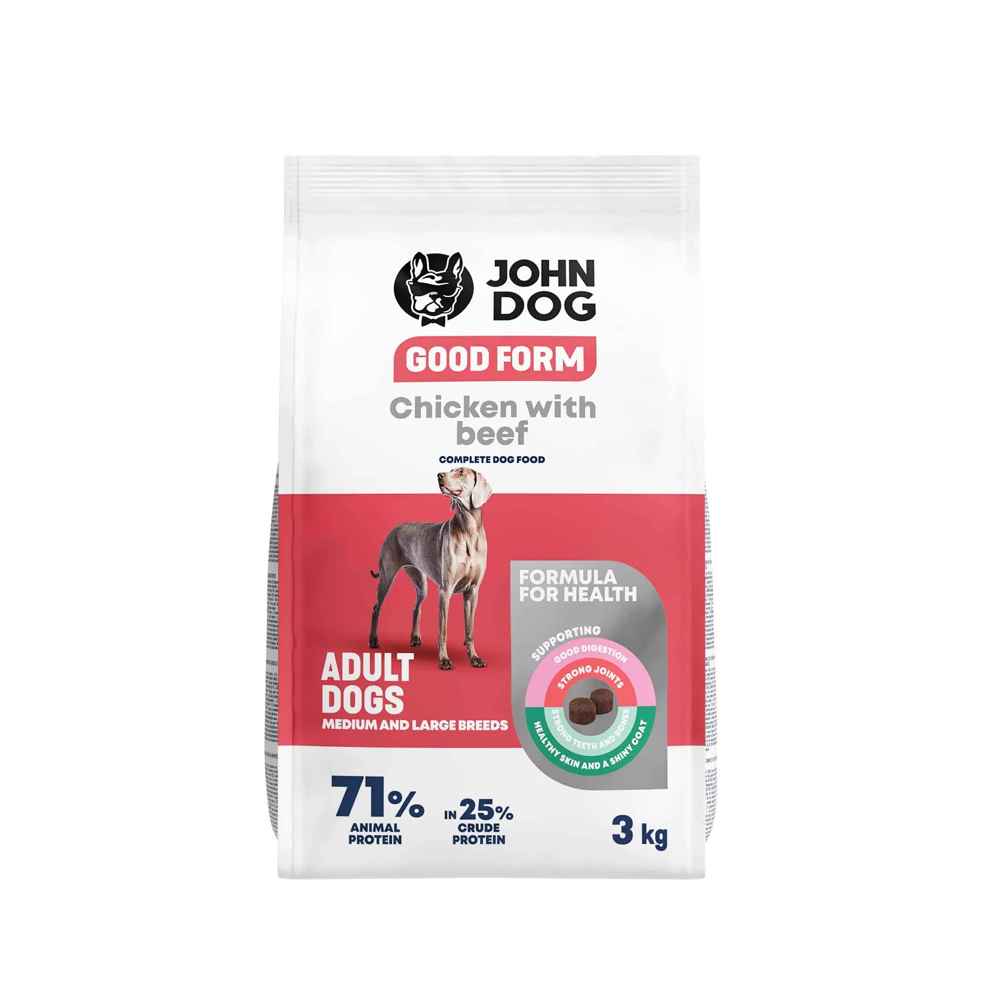 John Dog Good Form średnie i duże rasy kurczak z wołowiną – 12 kg