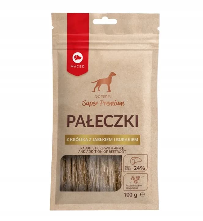 Maced Przysmak dla psów Pałeczki z Królika z Jabłkiem i Burakiem 100 g