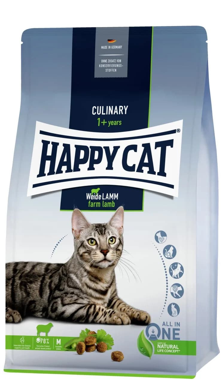 Happy Cat Culinary Adult Weide-Lamm karma sucha z jagnięciną dla dorosłych kotów – 4 kg