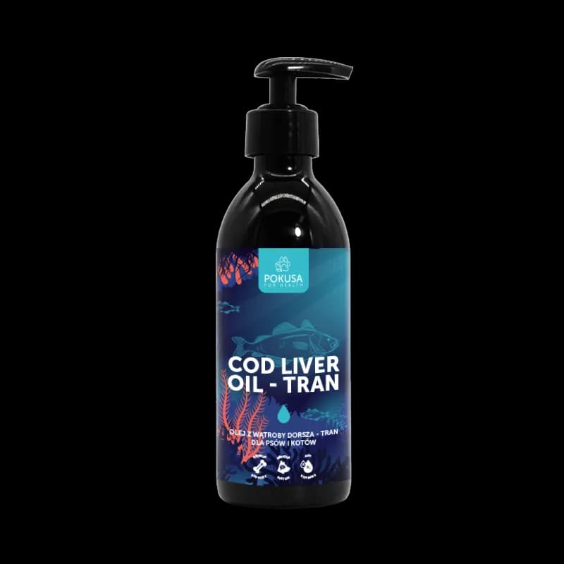Pokusa Cod Liver Oil Tran Olej z wątroby dorsza tran dla psów i kotów – 250 ml