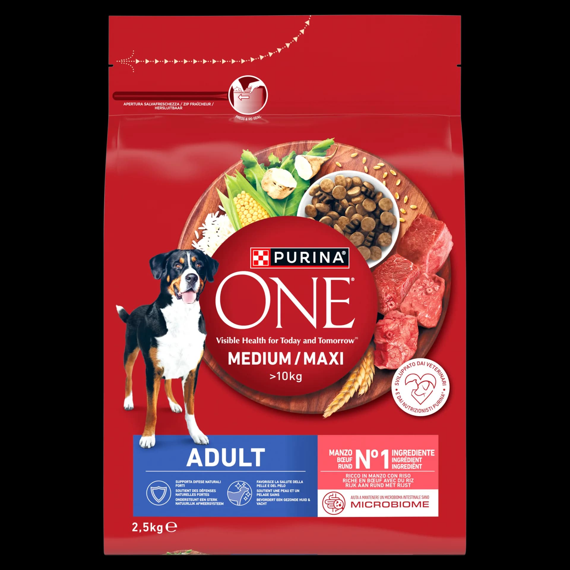 Purina ONE Adult Medium/Maxi Karma dla dorosłych psów bogata w wołowinę z ryżem