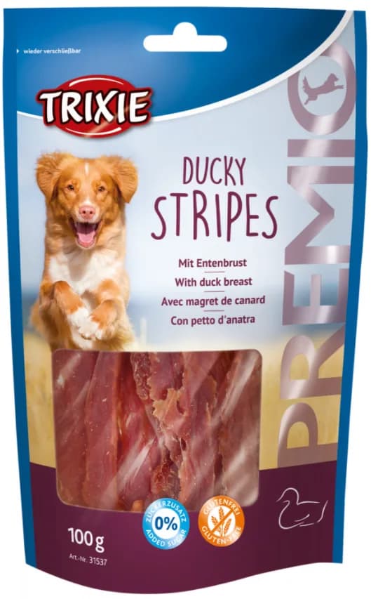 Trixie Przekąski dla psa Premio Ducky Stripes piersi z kaczki 100 g