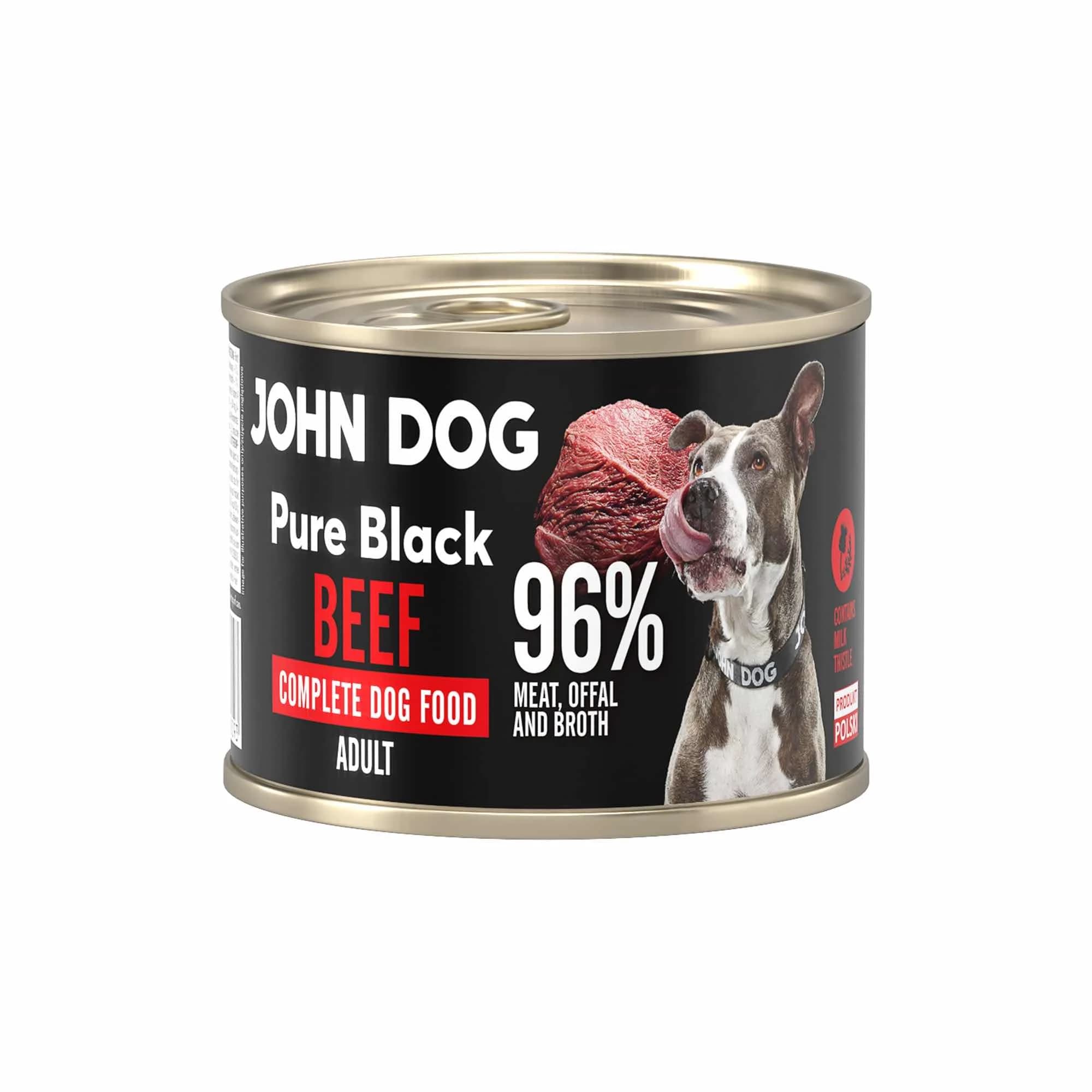 John Dog Pure Black karma mokra dla dorosłych psów z wołowiną