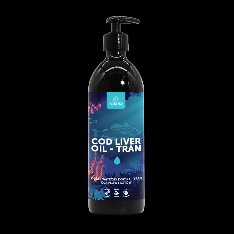 Pokusa Cod Liver Oil Tran Olej z wątroby dorsza tran dla psów i kotów – 500 ml
