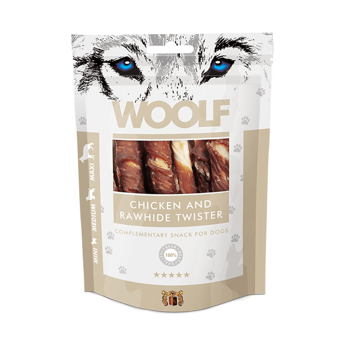 Woolf Chicken Rawhide Twister przysmak dla psa Pałeczki z Kurczakiem 100 g