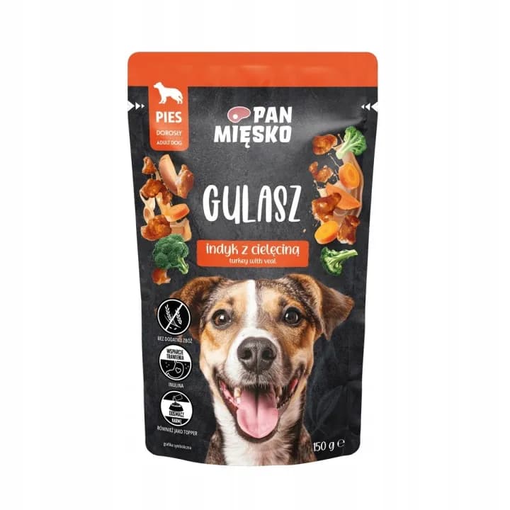 Pan Mięsko karma mokra dla psa gulasz z indykiem i cielęciną 150 g