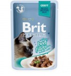 Brit Premium Pouch Gravy Fillets Delicate Meat with Beef mokra karma dla kotów z wołowiną w sosie 85g