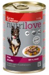 Nutrilove Premium kawałki z wołowiną, wątróbką i warzywani w galaretce dla psa 415g