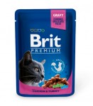 Brit Premium Pouch Gravy Chunks Delicate Meat Chicken & Turkey mokra karma dla kotów z kurczakiem 100g