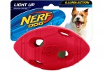 Piszcząca piłka footballowa NERF LED dla psa - M czerwona/ niebieska