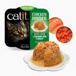 Catit Chicken Dinner mokry pokarm dla kota kurczak łosoś i marchewka szalka 80g  