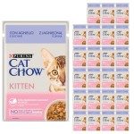 20 x Purina CAT CHOW Kitten - mokra karma z jagnięciną i cukinią w sosie 85g + 4 saszetki gratis