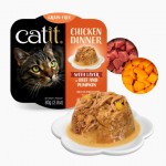Catit Chicken Dinner mokry pokarm dla kota kurczak wołowina i dynia szalka 80g 
