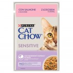 Purina CAT CHOW Sensitive - mokra karma z łososiem i cukinią w sosie 85g