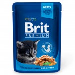 Brit Premium Pouch Gravy Chunks Delicate Meat Kitten with Chicken mokra karma dla kociąt z kurczakiem 100g
